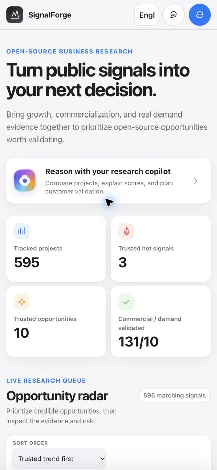 SignalForge Flutter mobile interface